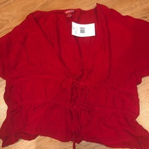 Brand New Guess Red Tie Front Blouse